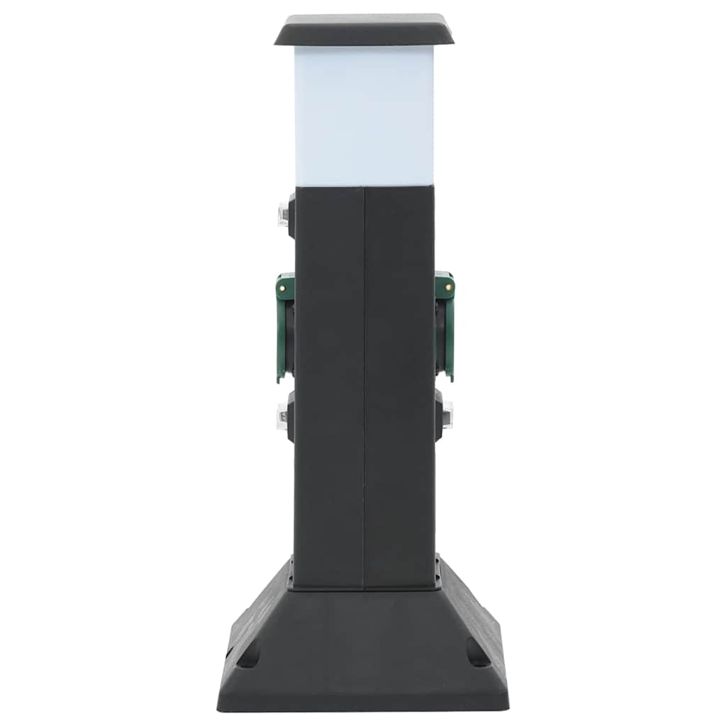Tuinstopcontact Met Lamp En Grondpin 2-Wegs 16X16X39,5 Cm Zwart en groen