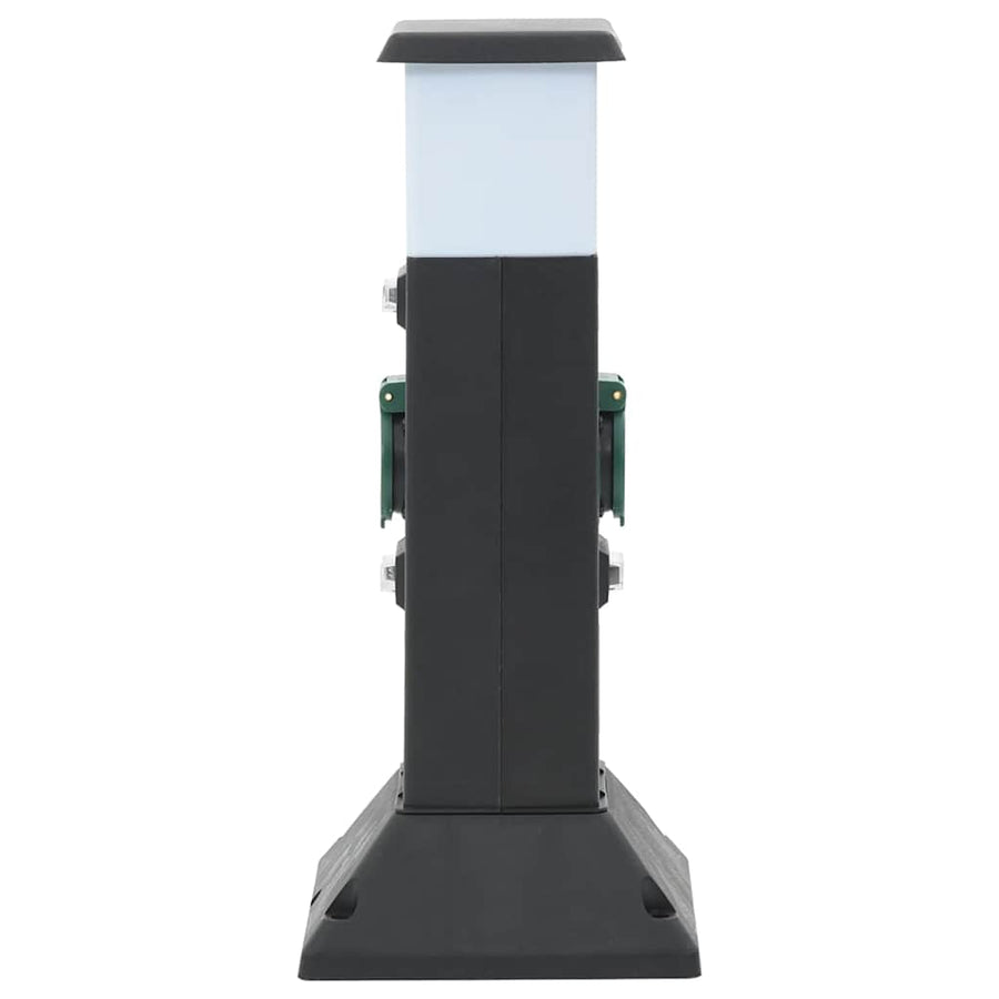 Tuinstopcontact Met Lamp En Grondpin 2-Wegs 16X16X39,5 Cm Zwart en groen