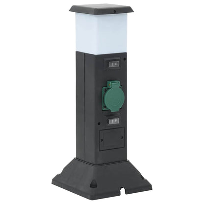 Tuinstopcontact Met Lamp En Grondpin 2-Wegs 16X16X39,5 Cm Zwart en groen