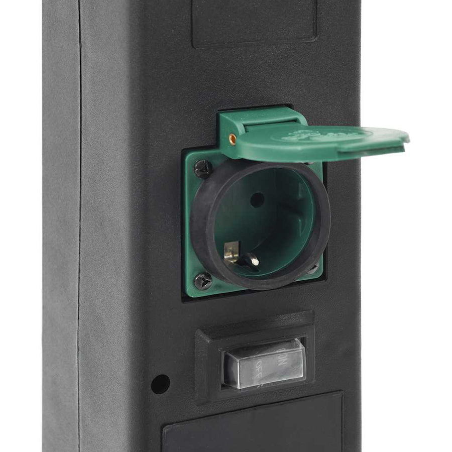 Tuinstopcontact Met Lamp En Grondpin 2-Wegs 16X16X39,5 Cm Zwart en groen