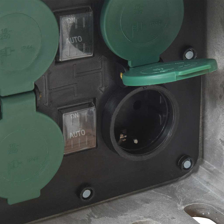 Tuinstopcontact Met Grondpin Lichtsensor 4-Wegs Steenlook Grijs 1
