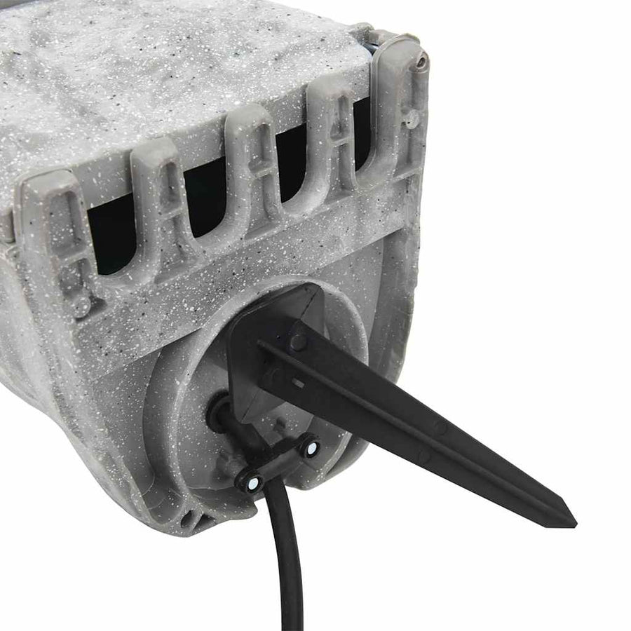 Tuinstopcontact Met Grondpin Lichtsensor 4-Wegs Steenlook Grijs 1