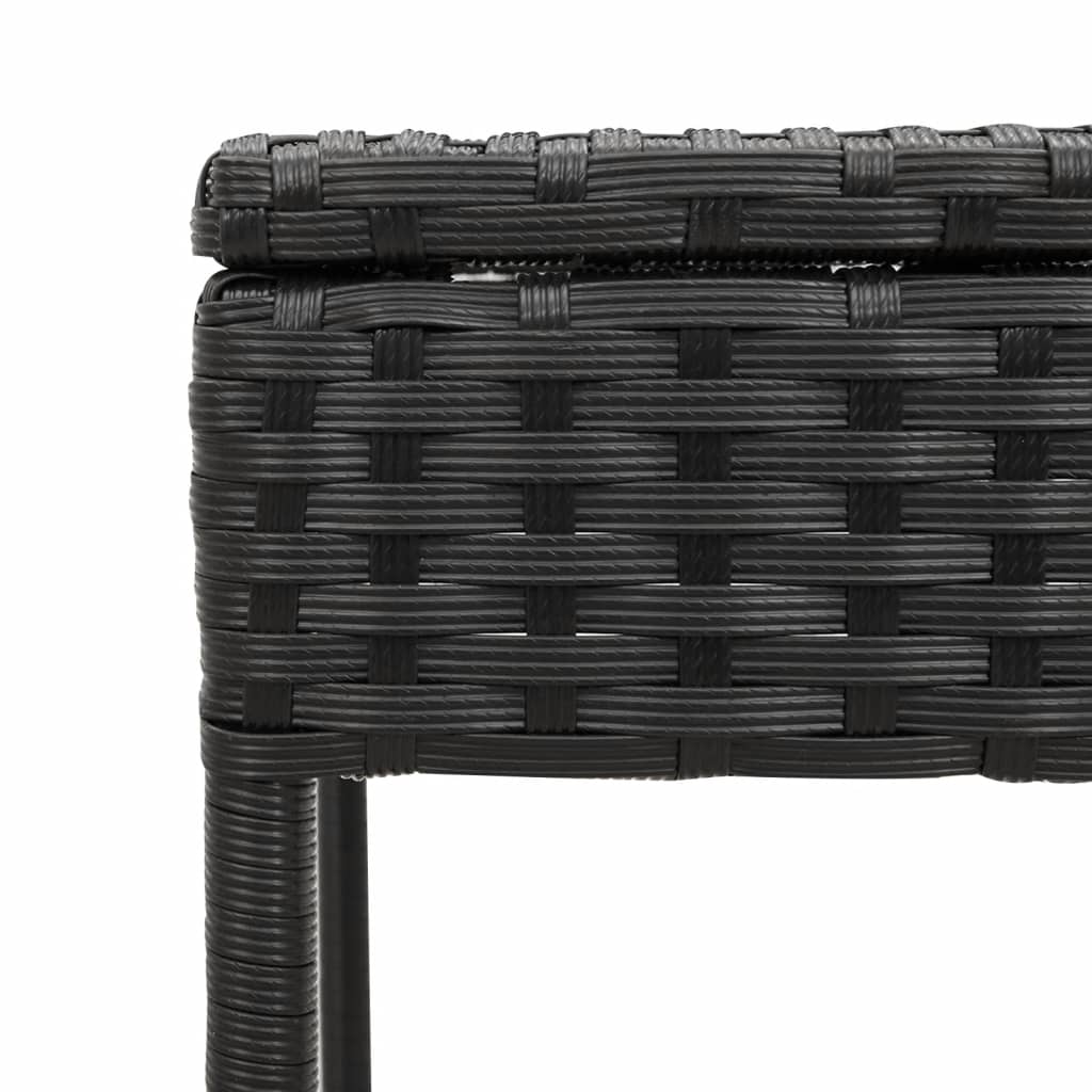 3-delige Ligbeddenset met kussens poly rattan zwart