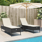 3-Piece Sun Lounger Set with Cushions Poly Rattan Black