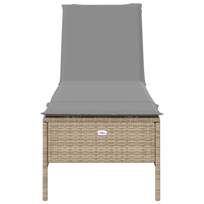 3-delige Ligbeddenset met kussens poly rattan beige