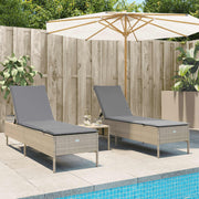 Ligbeddenset poly rattan beige 3-delig