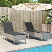 Ligbeddenset 3-delig poly rattan lichtgrijs