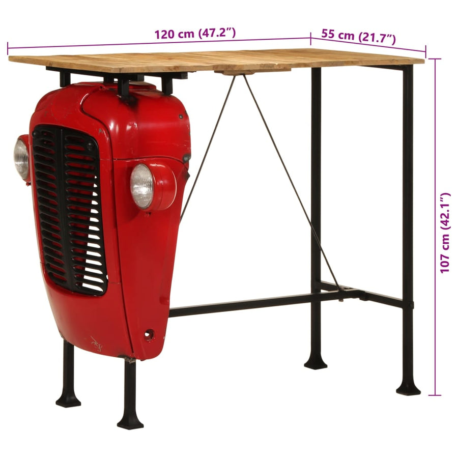 Bartafel Tractor Massief Mangohout Rood En Bruin 55 x 120 x 107 cm