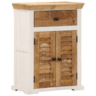 Sideboard 55x30x73 cm solid rough mango wood white and brown