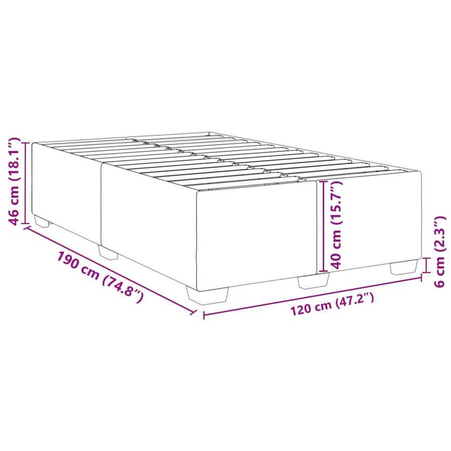 Bedframe stof blauw 120x190 cm