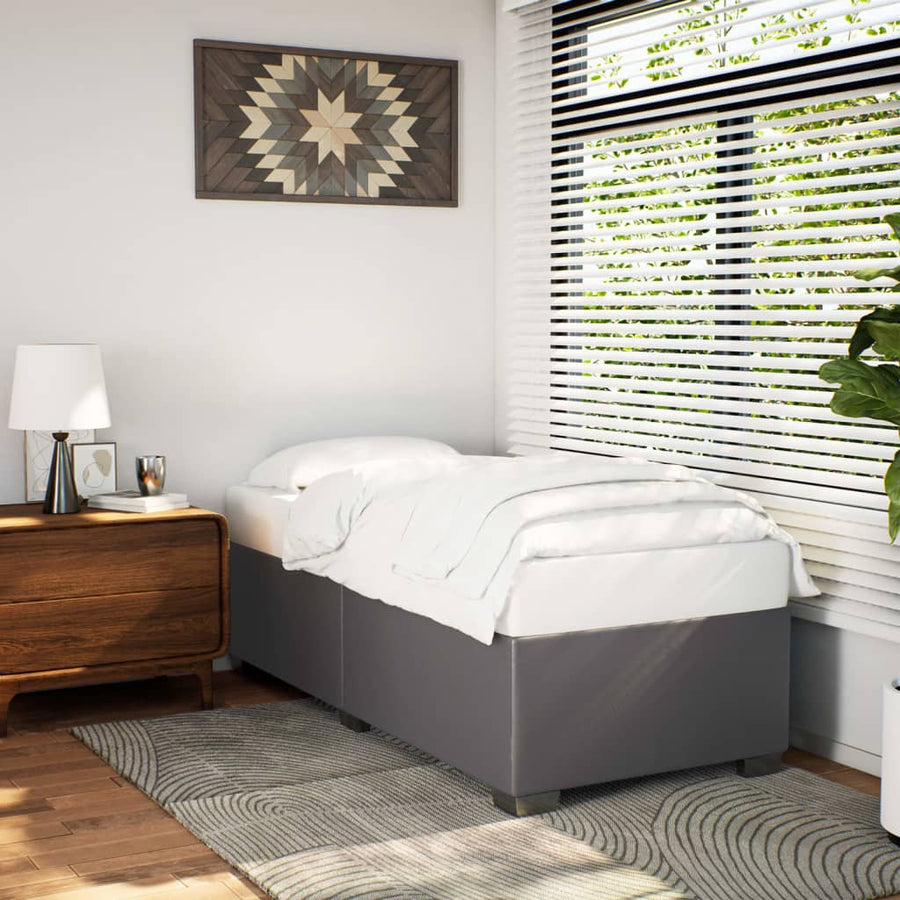 Bedframe kunstleer grijs 90x190 cm