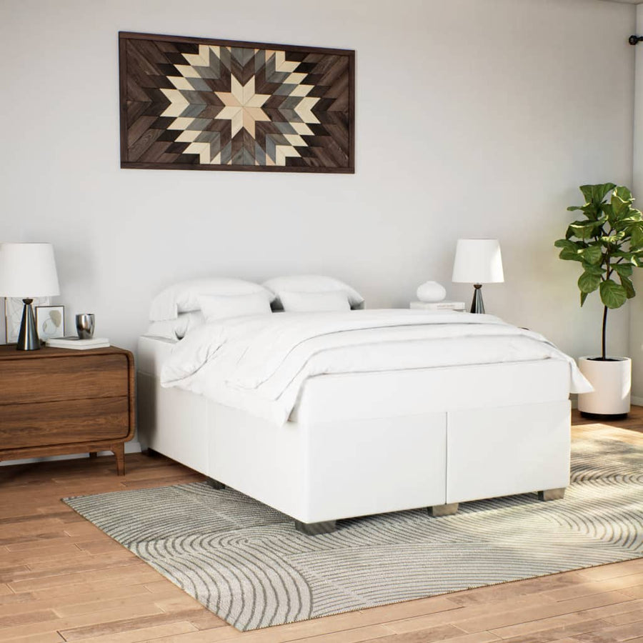 Bedframe kunstleer wit 140x190 cm