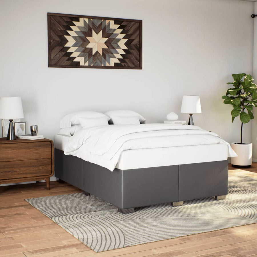 Bedframe kunstleer grijs 140x190 cm