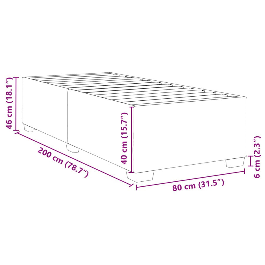 Bedframe fluweel lichtgrijs 80x200 cm