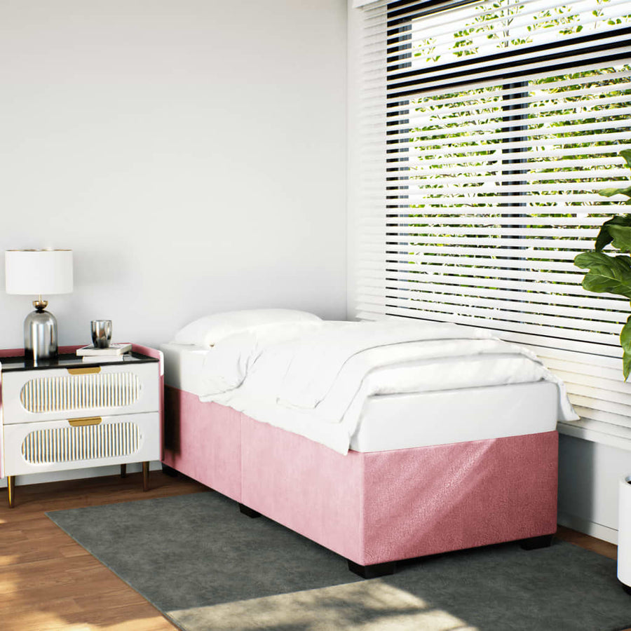 Bedframe fluweel roze 80x200 cm