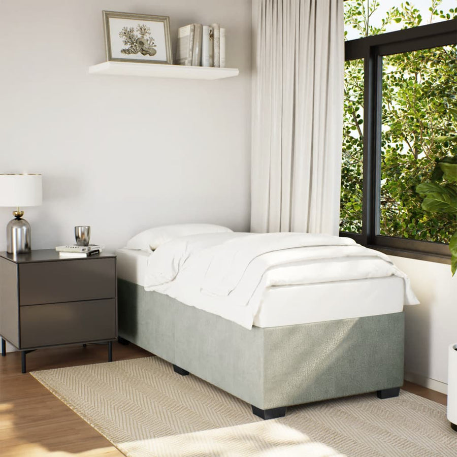 Bedframe fluweel lichtgrijs 90x200 cm