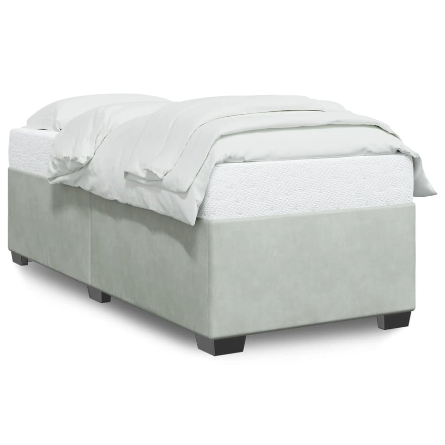 Bedframe fluweel lichtgrijs 90x200 cm