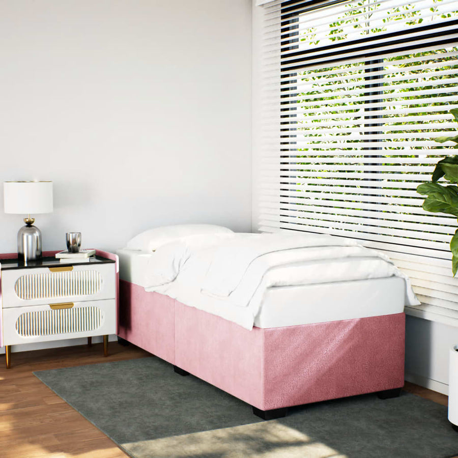 Bedframe fluweel roze 100x200 cm