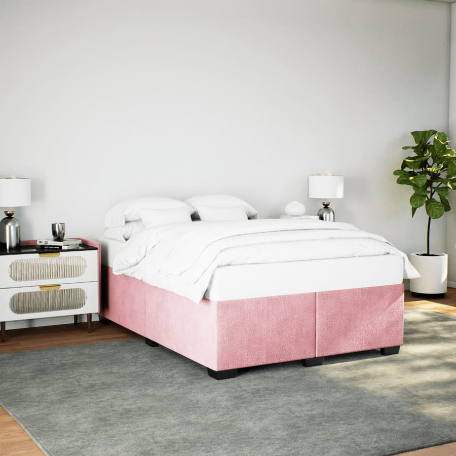 Bedframe fluweel roze 140x190 cm