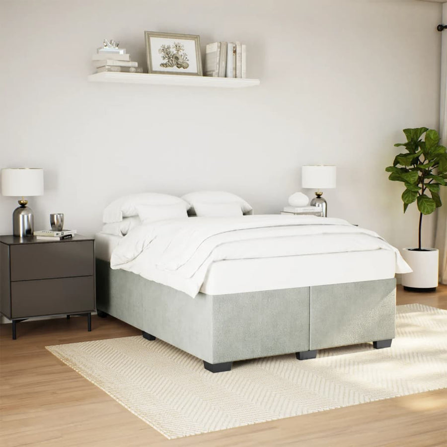 Bedframe fluweel lichtgrijs 140x200 cm