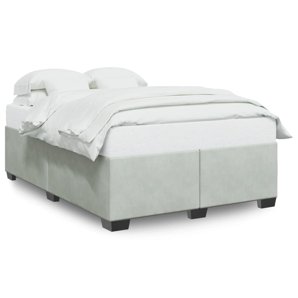 Bedframe fluweel lichtgrijs 140x200 cm
