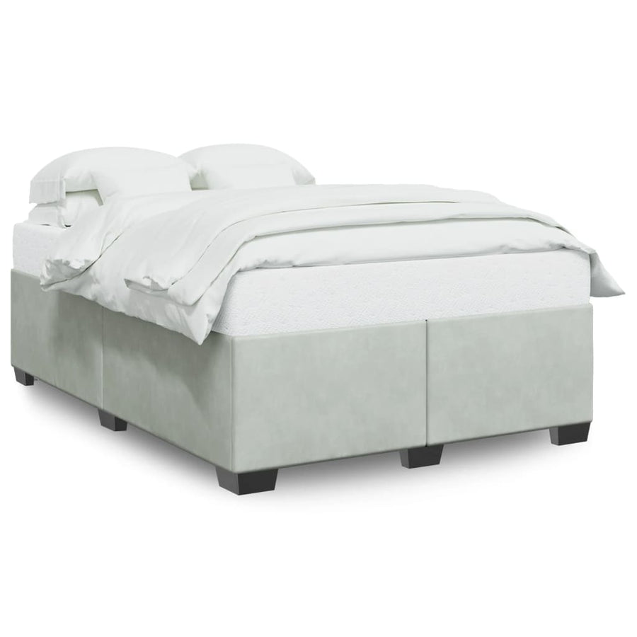 Bedframe fluweel lichtgrijs 140x200 cm