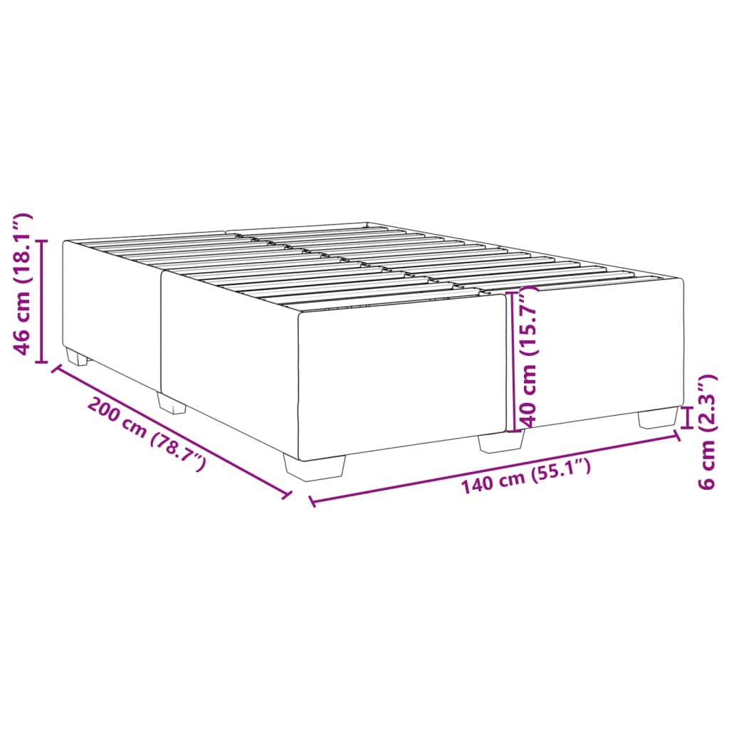Bedframe fluweel zwart 140x200 cm