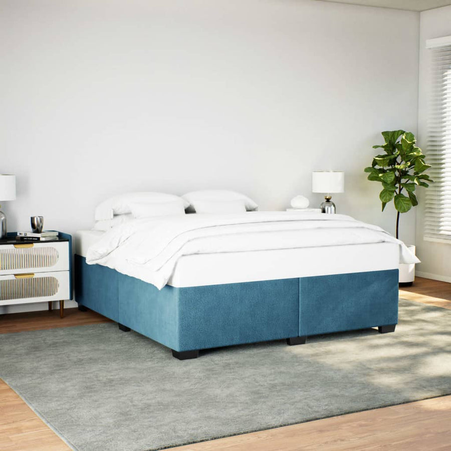 Bedframe fluweel blauw 200x200 cm