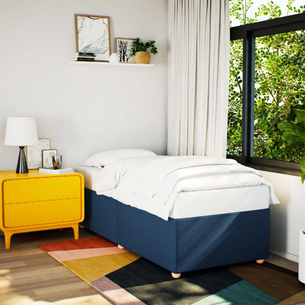 Bedframe stof blauw 90x200 cm