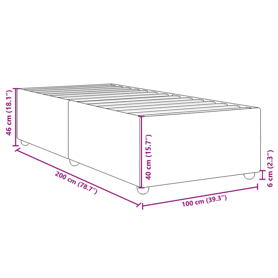 Bedframe stof crèmekleurig 100x200 cm