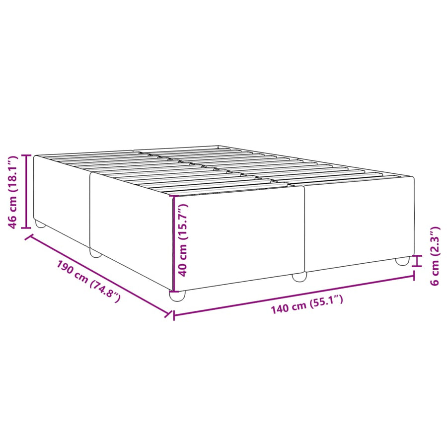 Bedframe zonder matras stof donkerbruin 140x190 cm