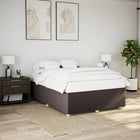 Bed frame without mattress dark brown fabric 140x190 cm