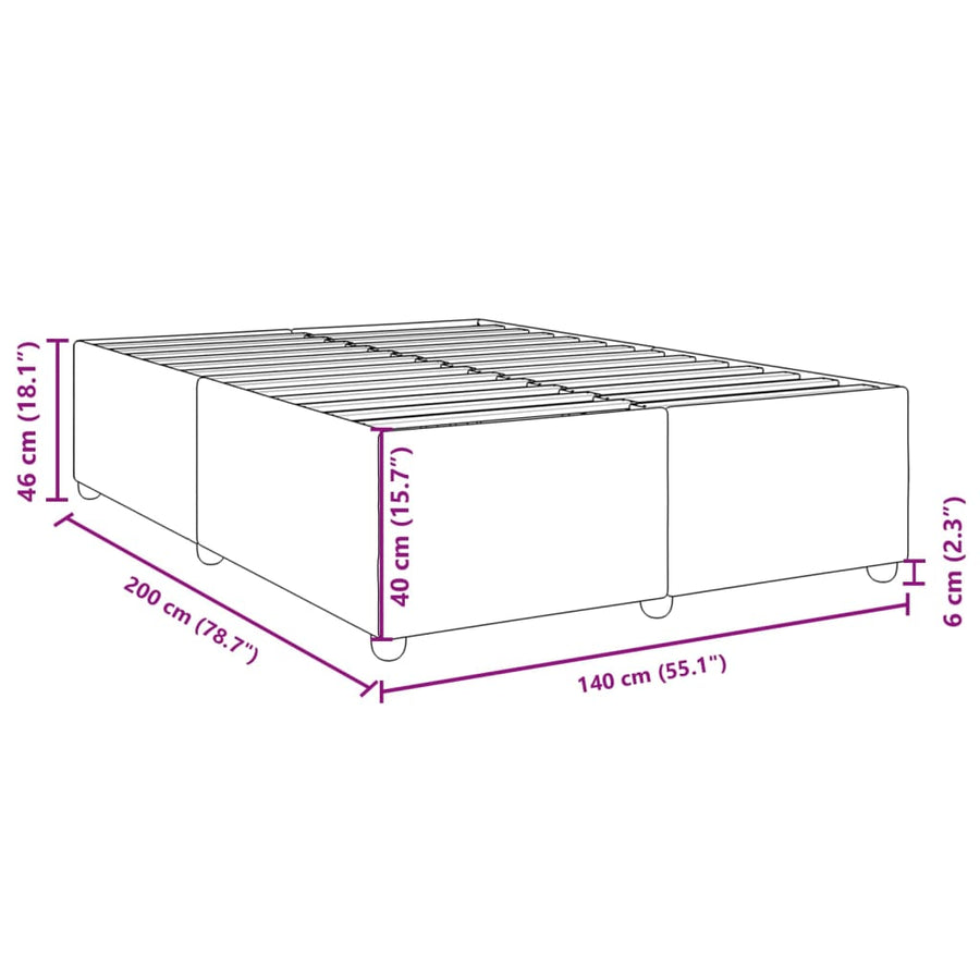Bedframe zonder matras stof zwart 140x200 cm