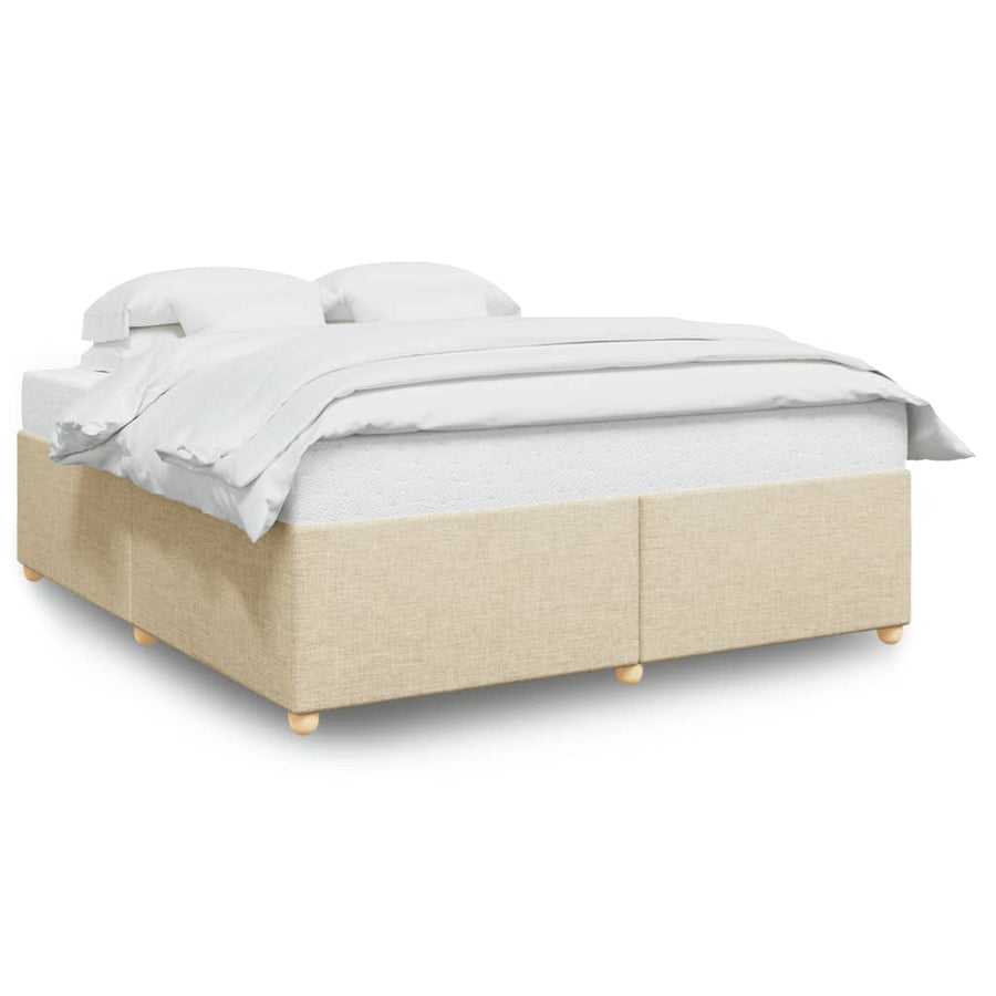 Bedframe zonder matras stof crèmekleurig 200x200 cm