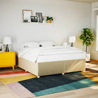 Bed frame without mattress fabric cream-coloured 200x200 cm