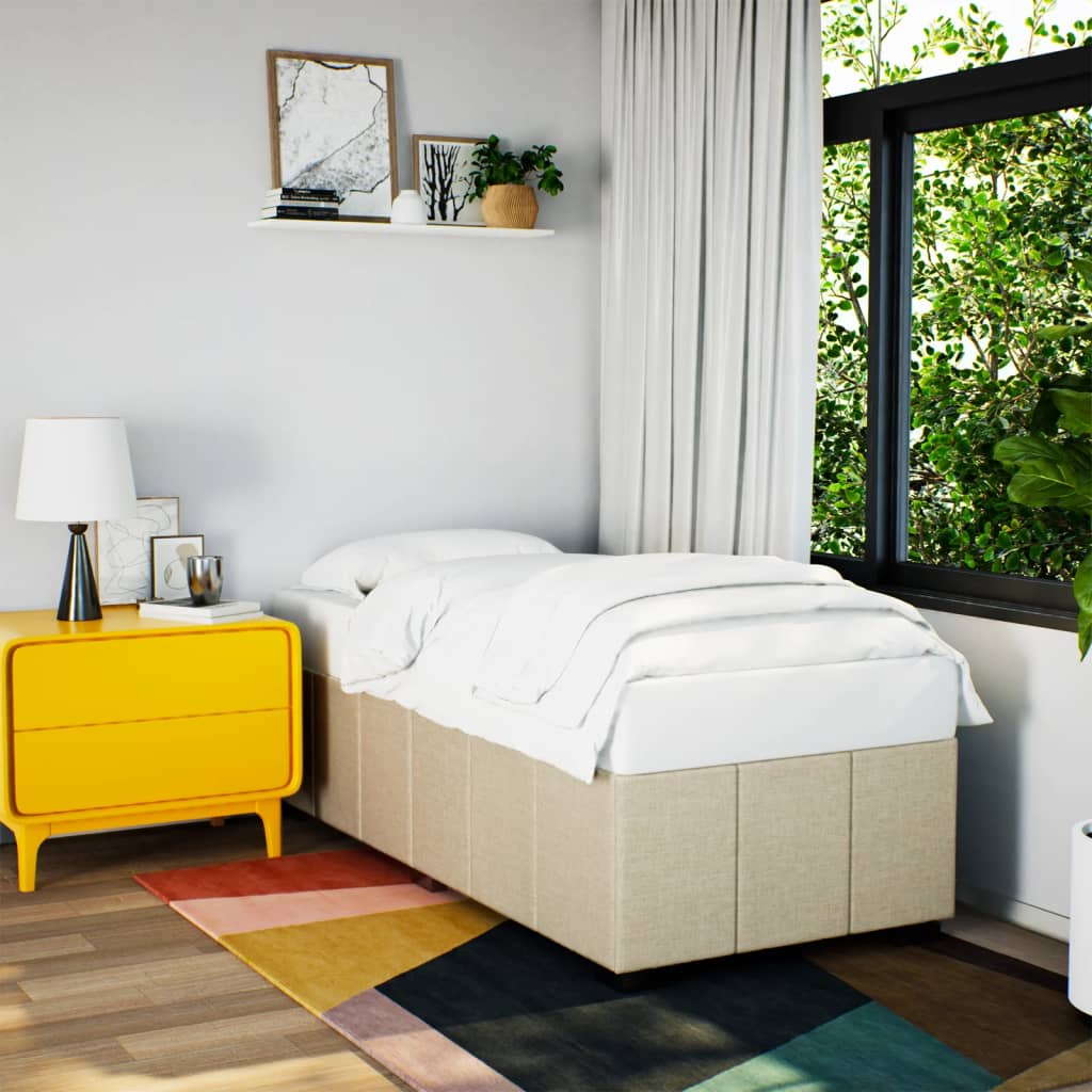 Bedframe zonder matras 90x190 cm stof crèmekleurig