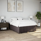 Bed frame without mattress dark brown fabric 140x190 cm