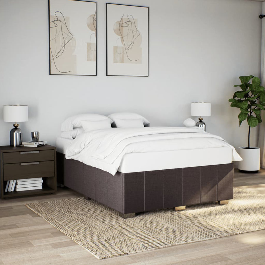 Bedframe zonder matras stof donkerbruin 140x190 cm