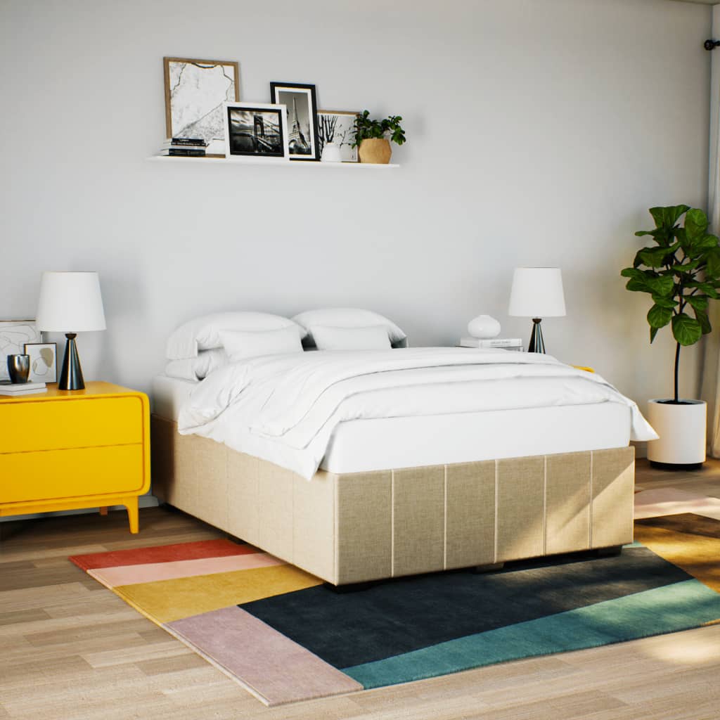 Bedframe zonder matras stof crèmekleurig 140x200 cm