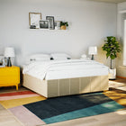 Bed frame without mattress fabric cream-coloured 200x200 cm