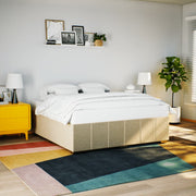 Bedframe 200x200 cm stof crèmekleurig