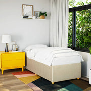 Bedframe 100x200 cm stof crèmekleurig