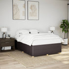Bed frame without mattress dark brown fabric 140x190 cm