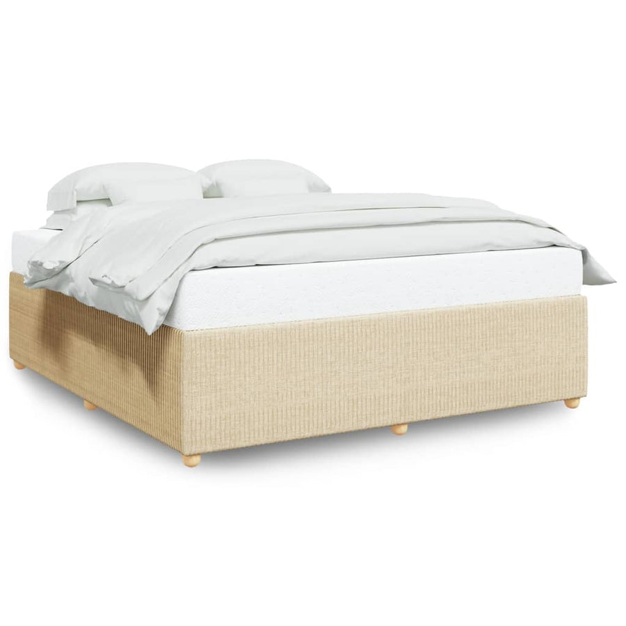 Bedframe zonder matras stof crèmekleurig 200x200 cm
