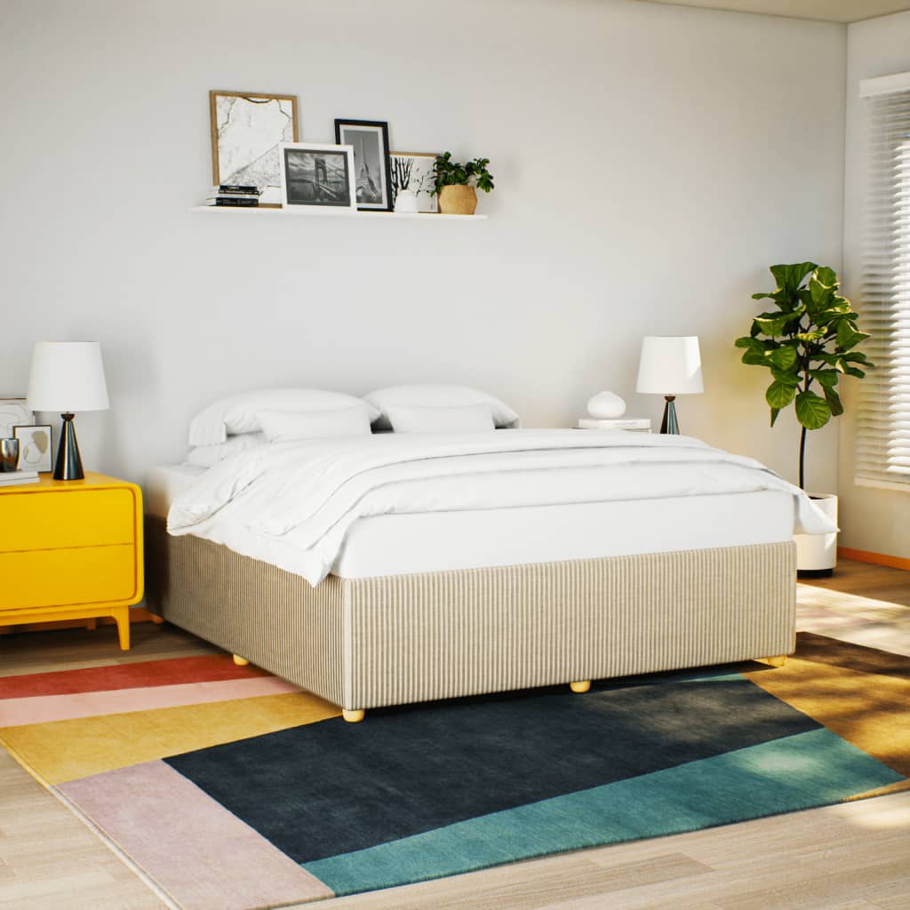 Bedframe zonder matras stof crèmekleurig 200x200 cm