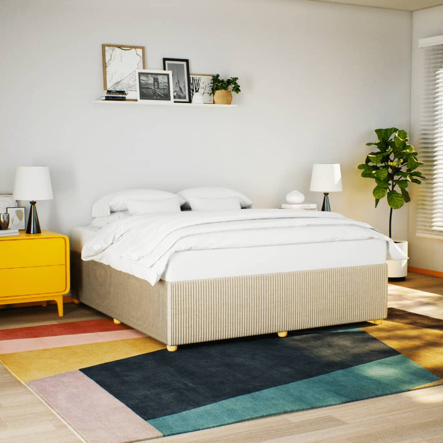 Bedframe zonder matras stof crèmekleurig 200x200 cm