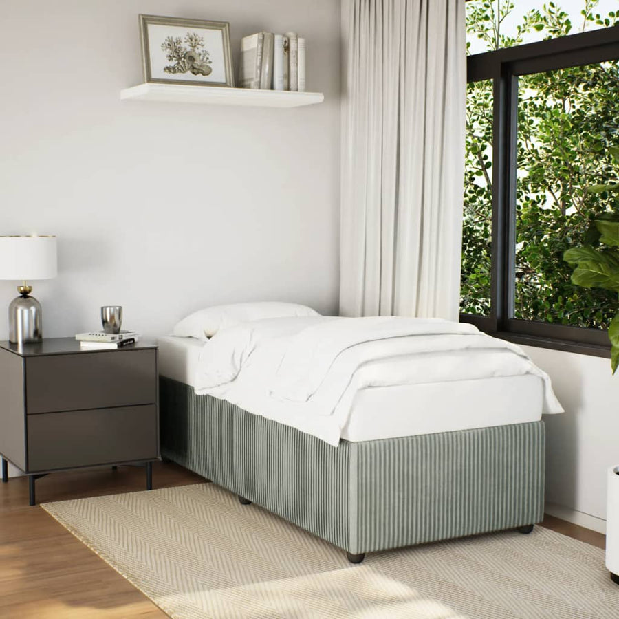 Bedframe fluweel lichtgrijs 90x200 cm
