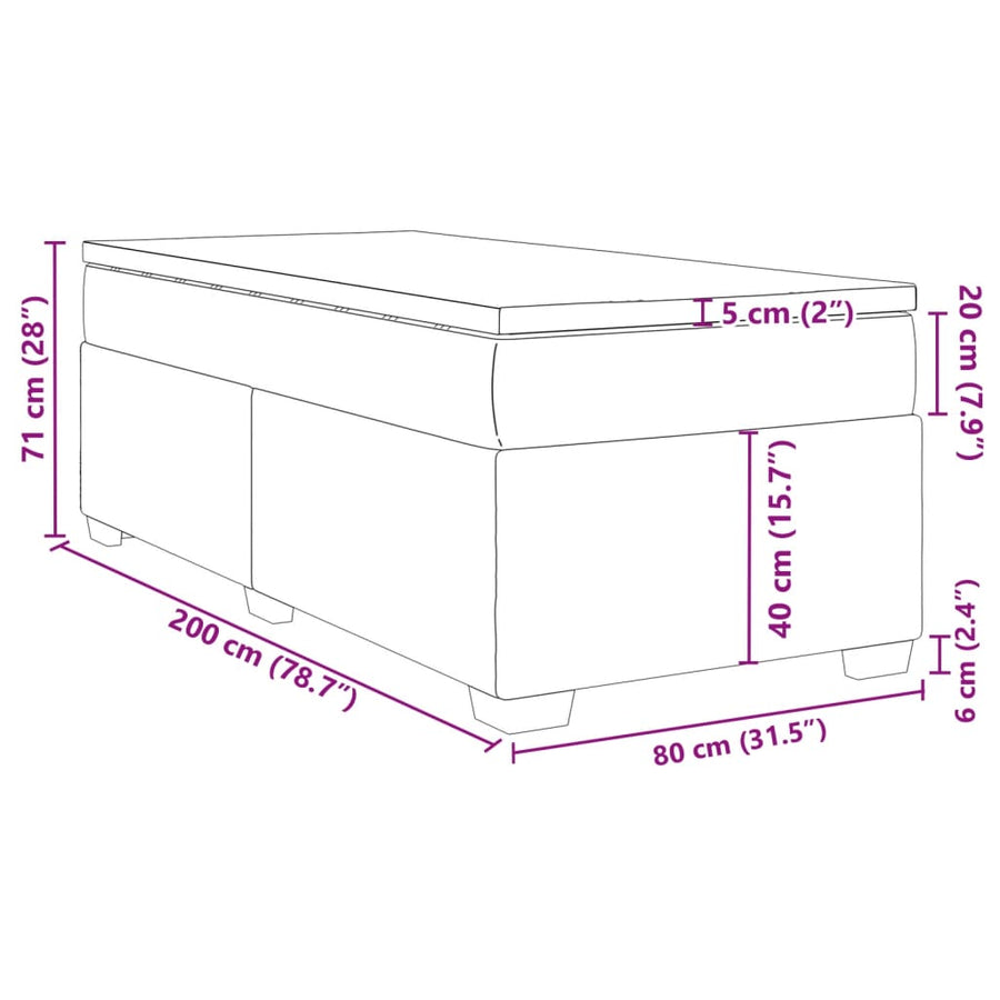 Boxspring met matras stof blauw 80x200 cm
