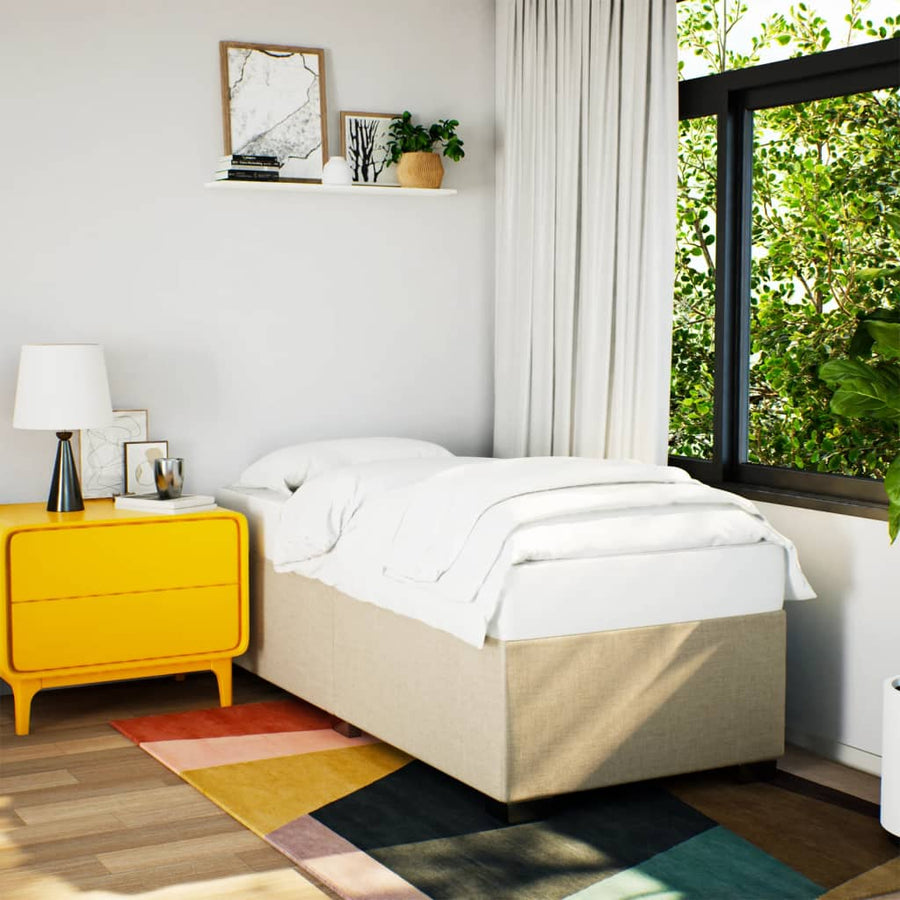 Boxspring met matras stof crèmekleurig 90x190 cm