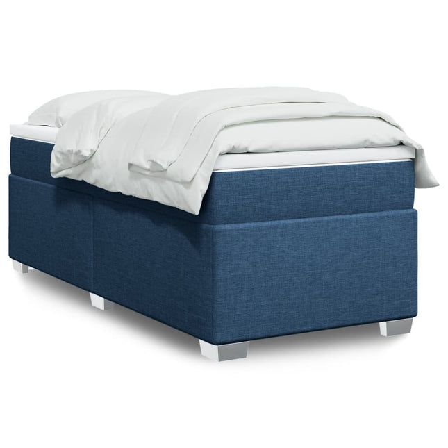 Boxspring met matras stof blauw 90x190 cm